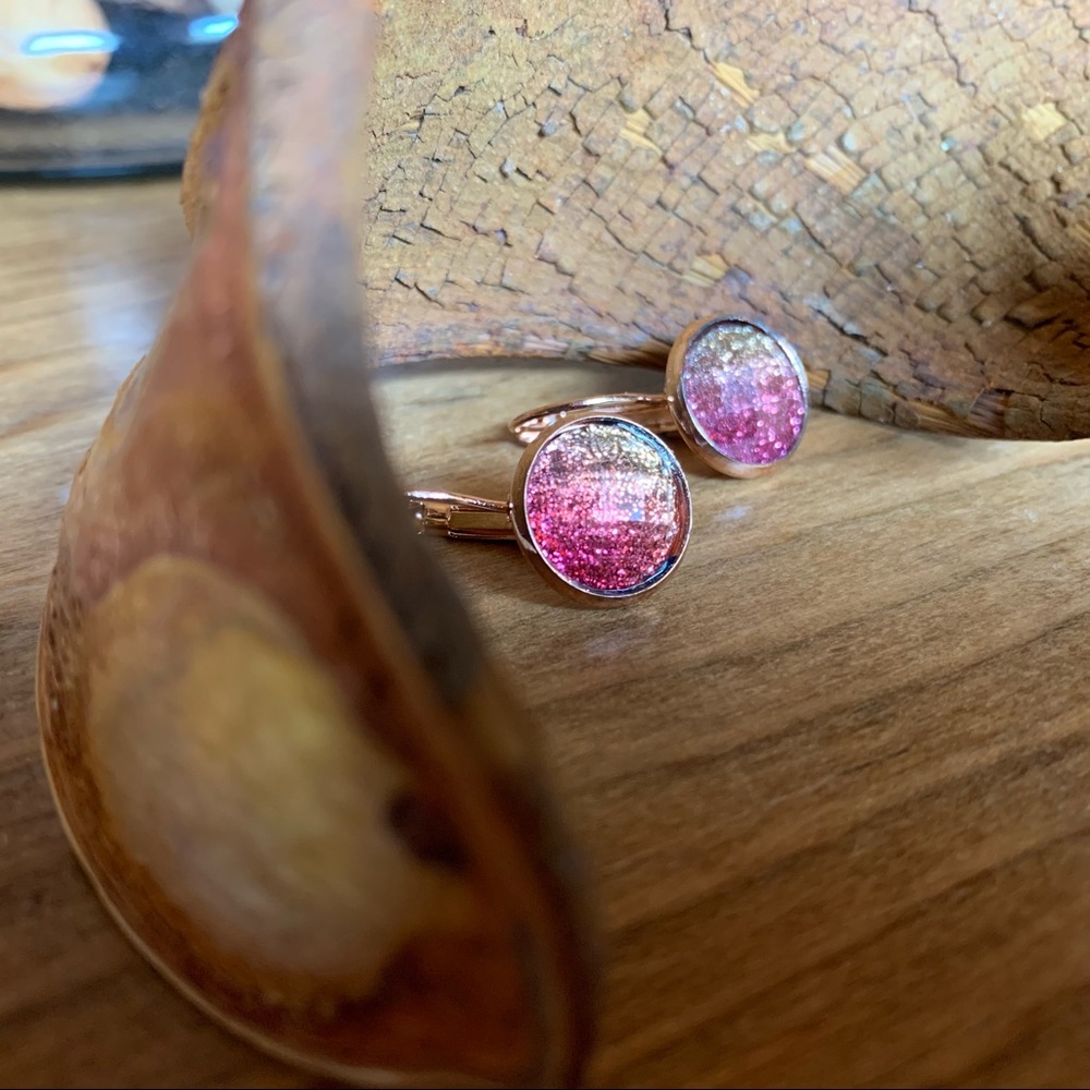 Pink & gold shimmering earrings handmade, NWT